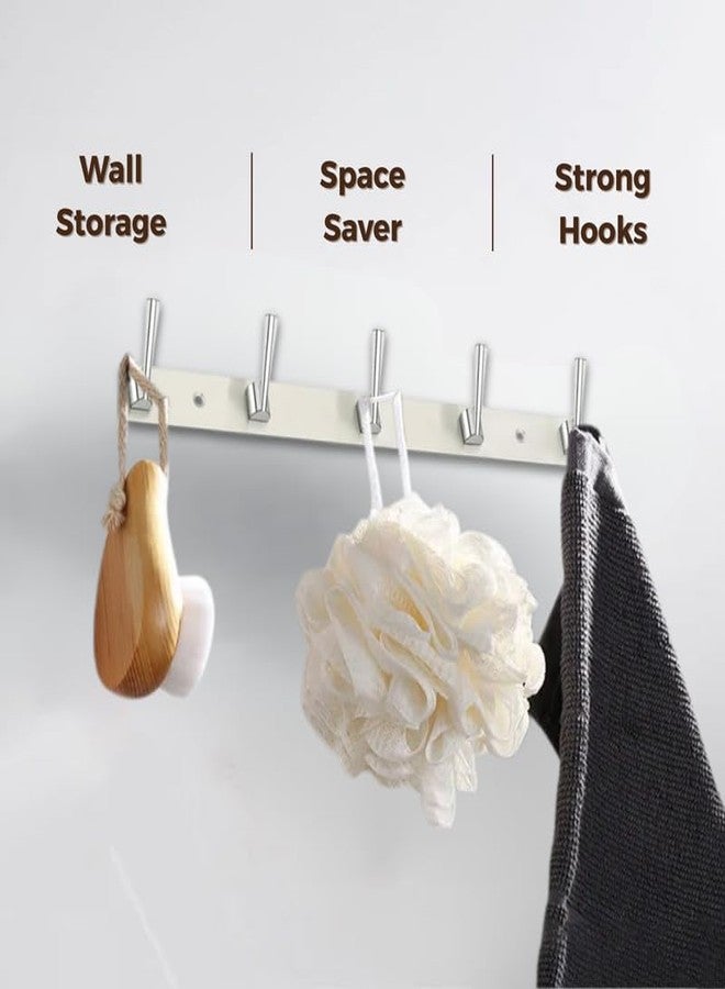 REDON Stainless Steel Cloth Hanger for Wall, Clothes Hook Hangers Door Mounted, Bathroom Hooks for Hanging Towel, Wall Mount Shirt Hangers, Dress Holder Hooks - 5 Pin (Pack of 2) - Image 3